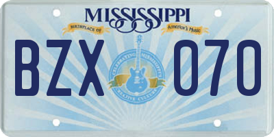 MS license plate BZX070