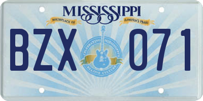 MS license plate BZX071