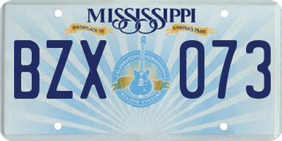 MS license plate BZX073