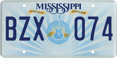 MS license plate BZX074