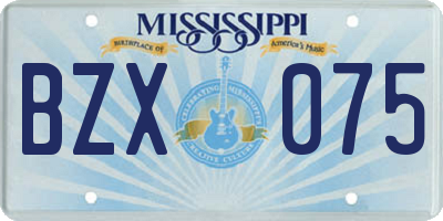 MS license plate BZX075