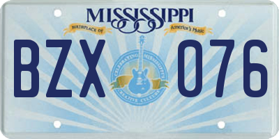 MS license plate BZX076