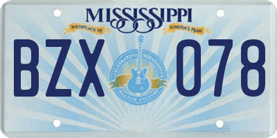 MS license plate BZX078