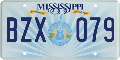 MS license plate BZX079