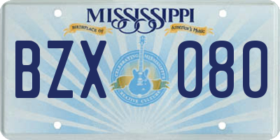 MS license plate BZX080