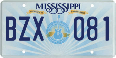 MS license plate BZX081