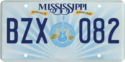 MS license plate BZX082