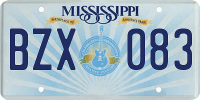 MS license plate BZX083