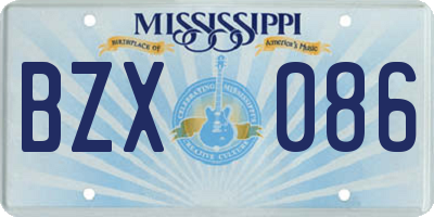 MS license plate BZX086