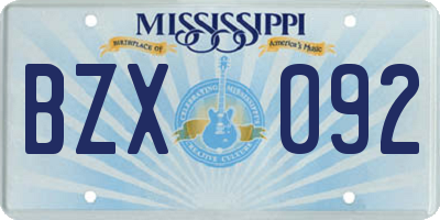 MS license plate BZX092