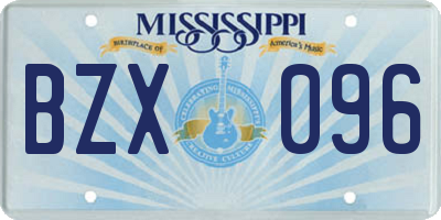 MS license plate BZX096