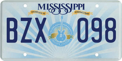 MS license plate BZX098