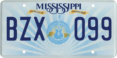 MS license plate BZX099