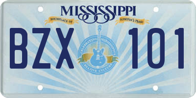 MS license plate BZX101