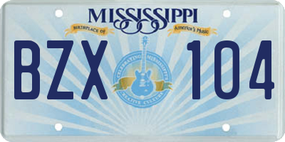 MS license plate BZX104