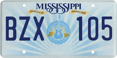 MS license plate BZX105