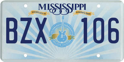 MS license plate BZX106