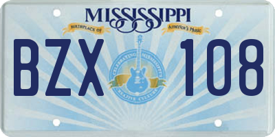 MS license plate BZX108