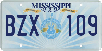 MS license plate BZX109