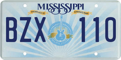 MS license plate BZX110