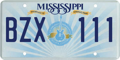 MS license plate BZX111