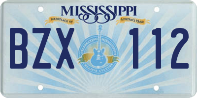 MS license plate BZX112