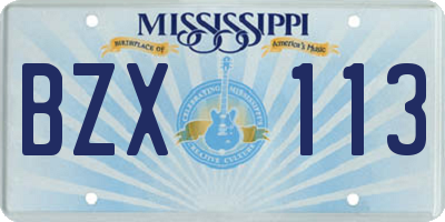 MS license plate BZX113