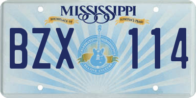 MS license plate BZX114