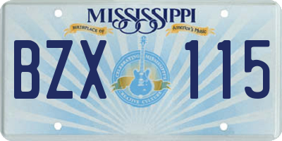 MS license plate BZX115