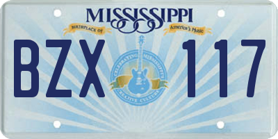 MS license plate BZX117