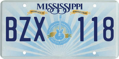 MS license plate BZX118