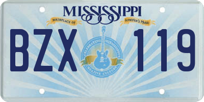 MS license plate BZX119