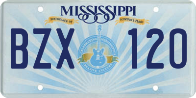 MS license plate BZX120