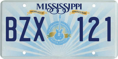 MS license plate BZX121