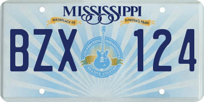 MS license plate BZX124