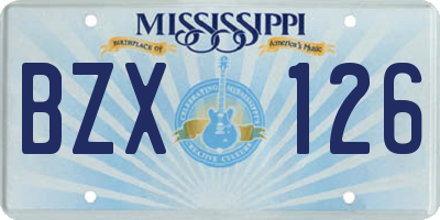 MS license plate BZX126