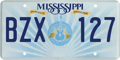 MS license plate BZX127