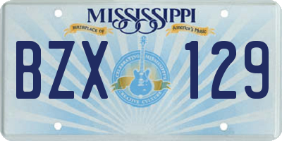MS license plate BZX129