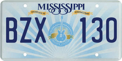 MS license plate BZX130