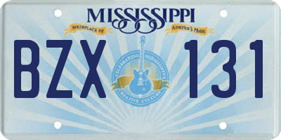 MS license plate BZX131