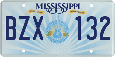 MS license plate BZX132