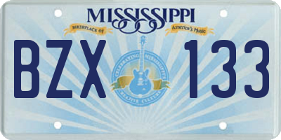 MS license plate BZX133