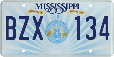 MS license plate BZX134