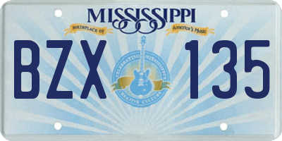 MS license plate BZX135