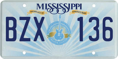 MS license plate BZX136