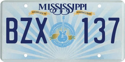 MS license plate BZX137