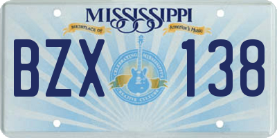 MS license plate BZX138