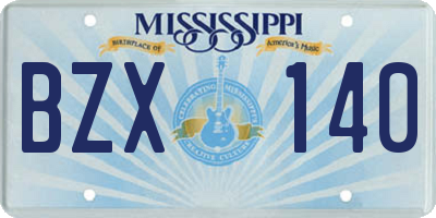 MS license plate BZX140
