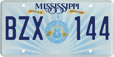 MS license plate BZX144