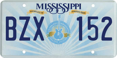MS license plate BZX152
